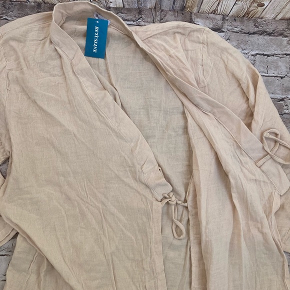 NWT BETUSLINE beige Crossover cotton blend woman’s robe size 2 XL - Picture 7 of 13